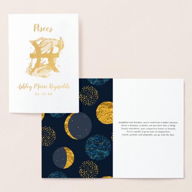 Pisces Astrology | Personalised Zodiac Sign Foil Card (Display)