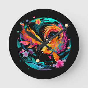 Pisces Astrology Sign Round Clock