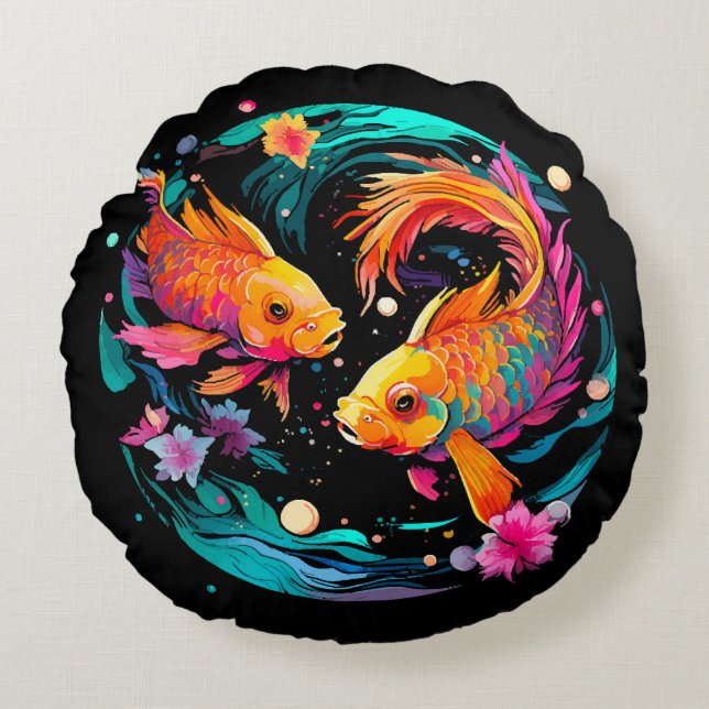Pisces Astrology Sign Round Cushion (Front)
