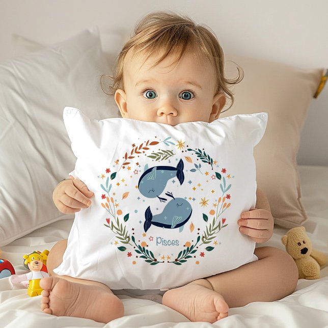 Pisces Baby Adorable Nursery Throw Pillow (Creator Uploaded)
