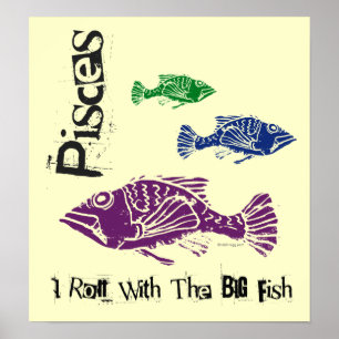 Pisces Big Fish Zodiac Poster