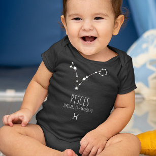 Pisces Birth Sign   Zodiac Constellation Baby Bodysuit