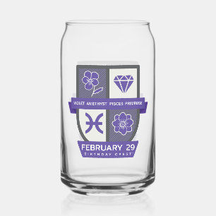 Pisces Birthday Crest™ for February 19-29 Can Glass