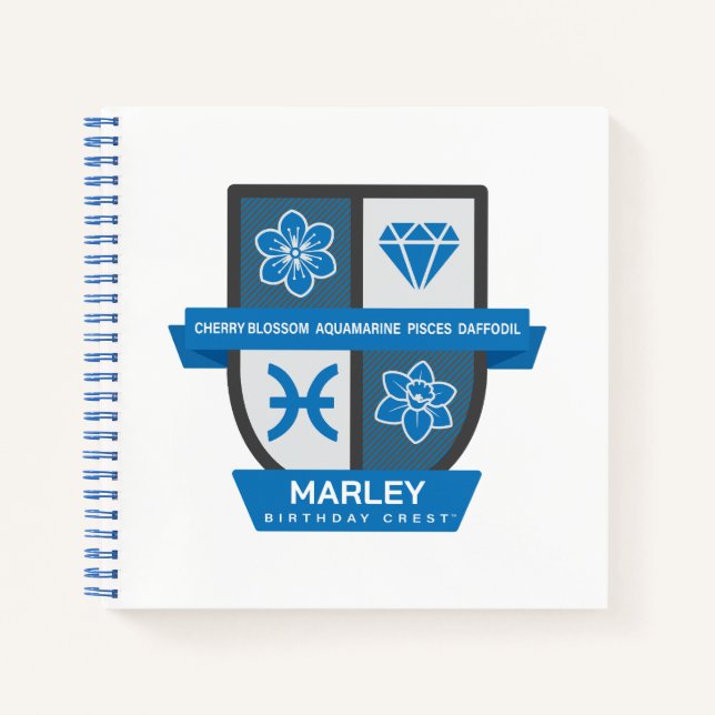 Pisces Birthday Crest™ for March 1-20 Notebook (Front)