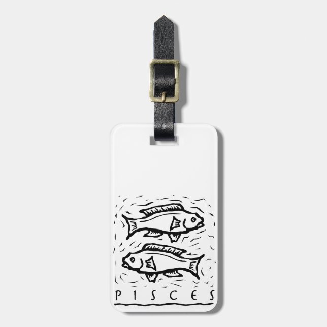 Pisces Birthday Year Astrological Zodiac Sign Luggage Tag (Front Vertical)