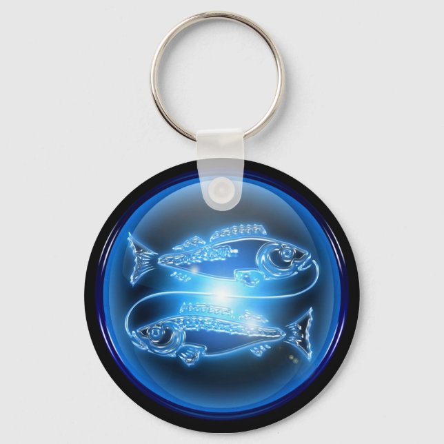 Pisces Blue Glossy Keychain (Front)