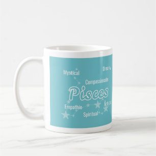 Pisces Blue Green Watercolour Astrology Zodiac Sig Coffee Mug