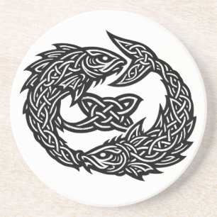 Pisces Celtic Twin‑Current Sigil   BurnsInHell Ink Coaster
