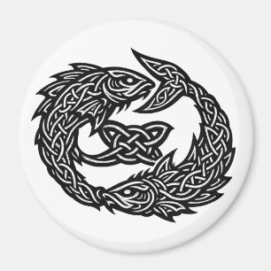 Pisces Celtic Twin‑Current Sigil BurnsInHell Ink Magnet