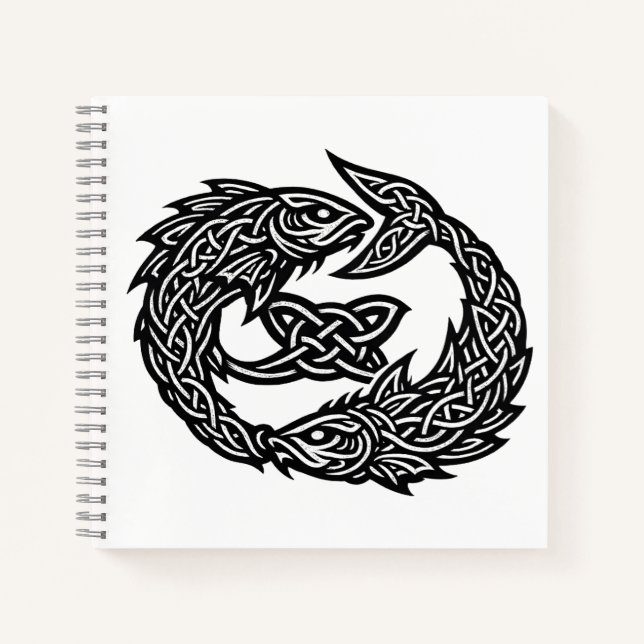 Pisces Celtic Twin‑Current Sigil | BurnsInHell Ink Notebook (Front)