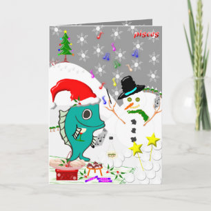 Pisces Christmas Card. Holiday Card