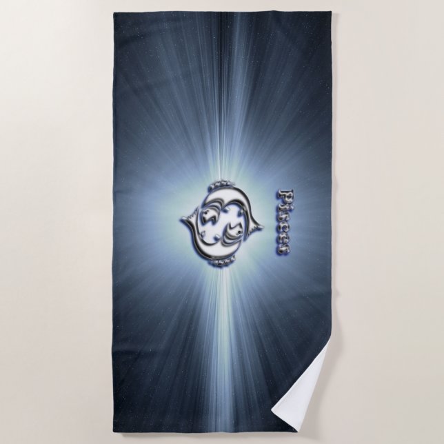 Pisces chrome symbol beach towel (Front)