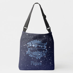 Pisces Constellation and Zodiac Sign with Stars Crossbody Bag