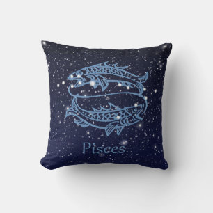 Pisces Constellation and Zodiac Sign with Stars Cushion