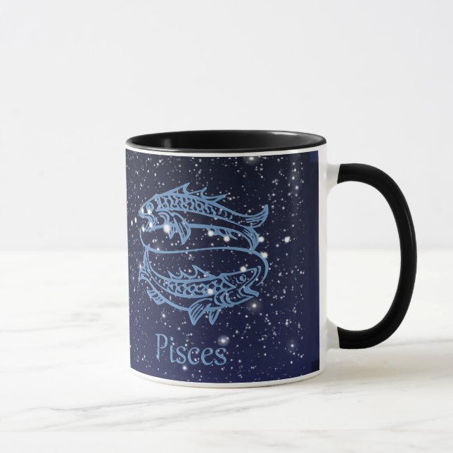 Pisces Constellation and Zodiac Sign with Stars Mug (Right)