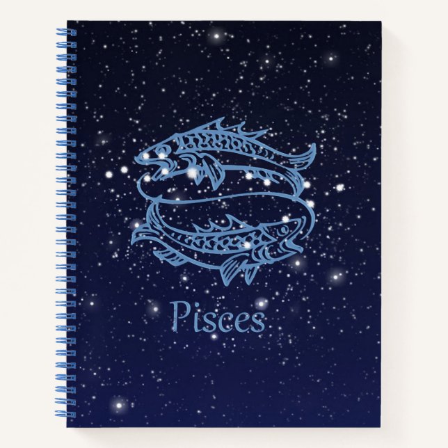 Pisces Constellation and Zodiac Sign with Stars Notebook (Front)