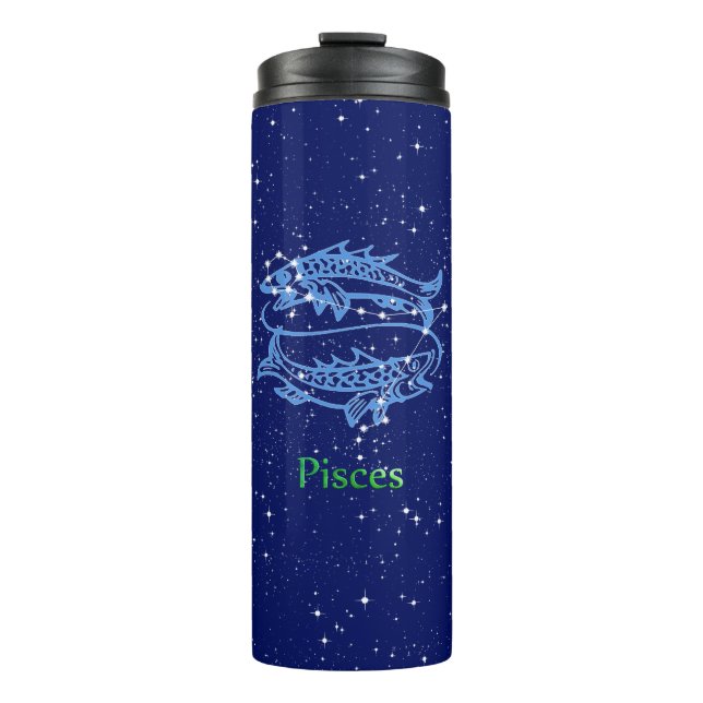 Pisces Constellation and Zodiac Sign with Stars Thermal Tumbler (Front)