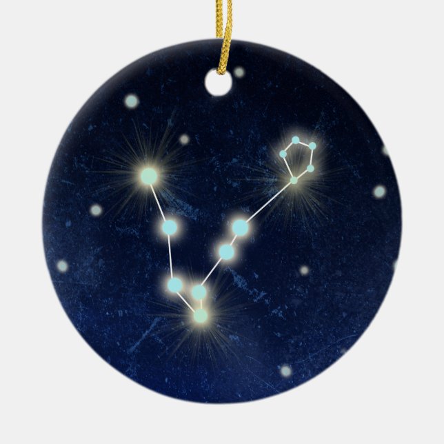 Pisces Constellation | Custom Name Ceramic Tree Decoration (Front)