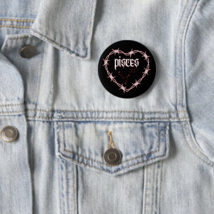 Pisces Constellation Gothic Dark Edgy Birthday 6 Cm Round Badge