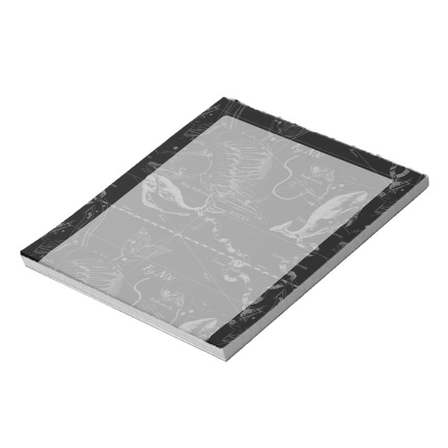 Pisces Constellation Map Hevelius 1690 Engraving Notepad (Rotated)