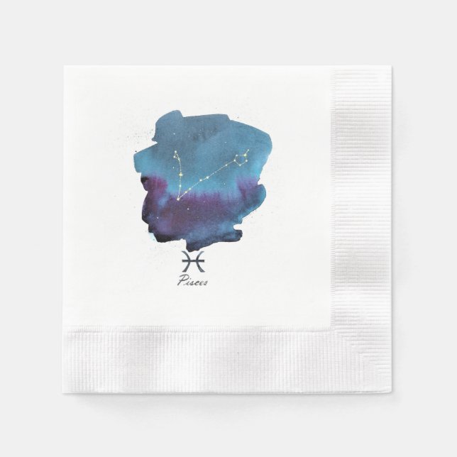 Pisces Constellation, Pisces Zodiac Paper Napkins (Front)