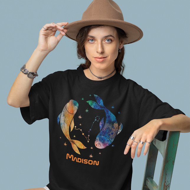 Pisces Constellation Zodiac Watercolor Star Galaxy T-Shirt (Creator Uploaded)