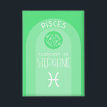 Pisces Custom Birthday Zodiac - Modern Design<br><div class="desc">Personalise this button with a birthdate and name. A custom design with the zodiac sign - Pisces - plus personality traits, information and constellation. Personalise this birthday candle with a birthdate and name. A custom birthday design with the zodiac sign - Pisces - plus personality traits, information and constellation. A...</div>