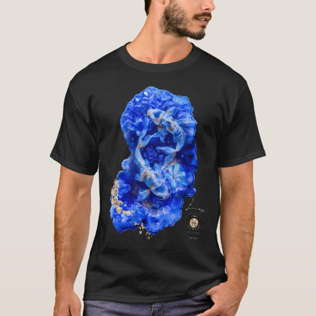 Pisces Dreamscape: A Celestial Fusion of Blue Amet T-Shirt (Front)