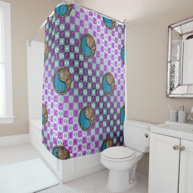 Pisces & Earth Boar Shower Curtain (In Situ)