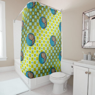 Pisces & Earth Monkey Shower Curtain