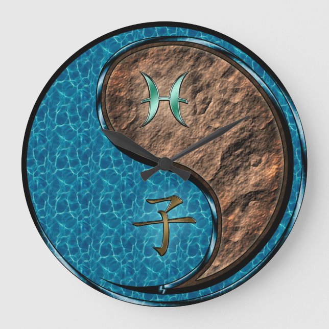 Pisces & Earth Rat Large Clock (Front)