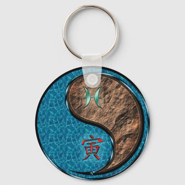 Pisces & Earth Tiger Key Ring (Front)