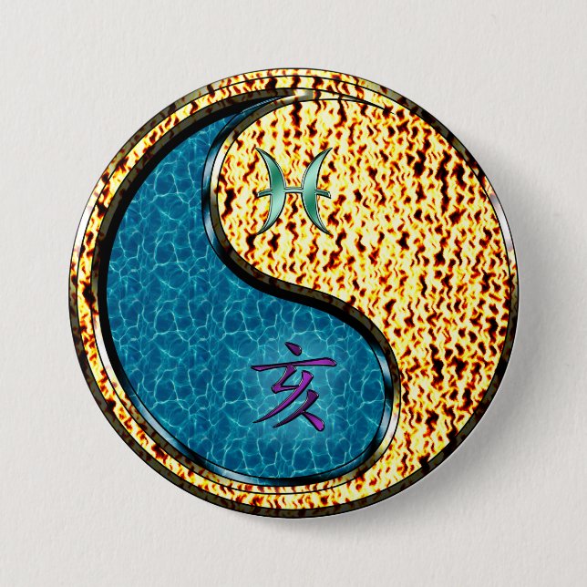 Pisces & Fire Boar 7.5 Cm Round Badge (Front)