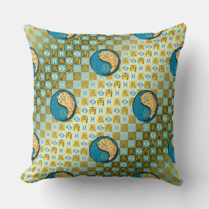 Pisces & Fire Dragon Throw Pillow