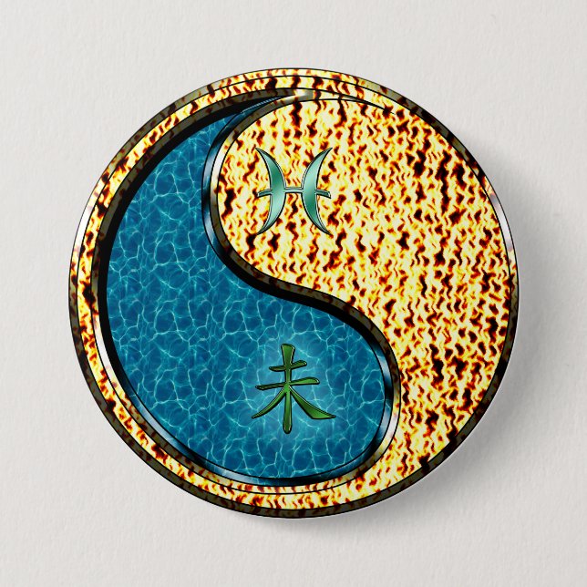 Pisces & Fire Goat 7.5 Cm Round Badge (Front)