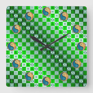 Pisces & Fire Goat Square Wall Clock