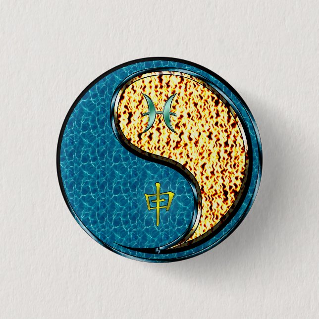 Pisces & Fire Monkey 3 Cm Round Badge (Front)