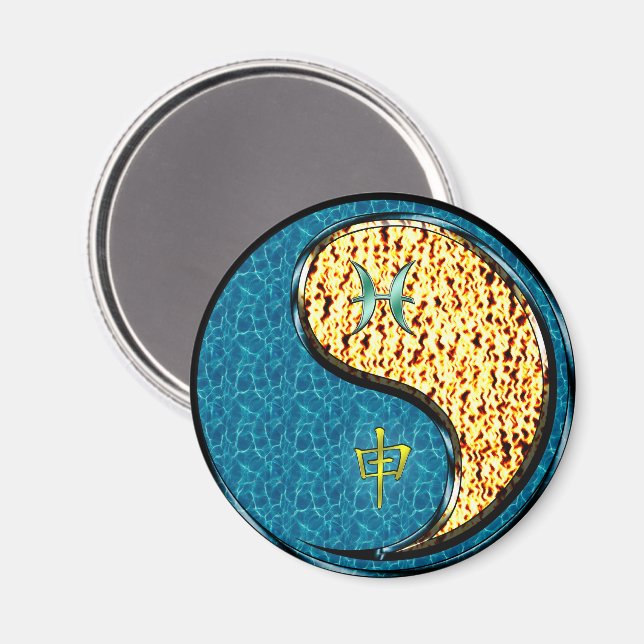 Pisces & Fire Monkey Magnet (Front/Back)
