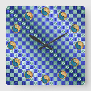 Pisces & Fire Ox Square Wall Clock