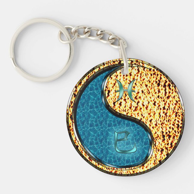 Pisces & Fire Snake Key Ring (Front)