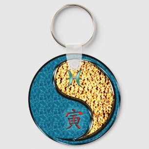 Pisces & Fire Tiger Key Ring