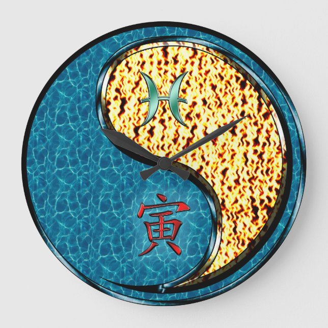 Pisces & Fire Tiger Large Clock (Front)