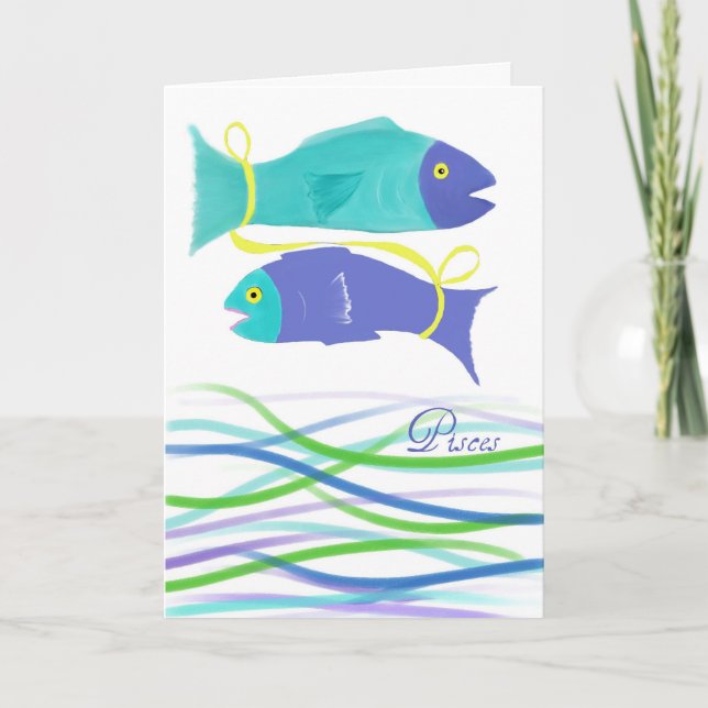 Pisces Fish Birthday-Colourful Fish Art Card (Front)