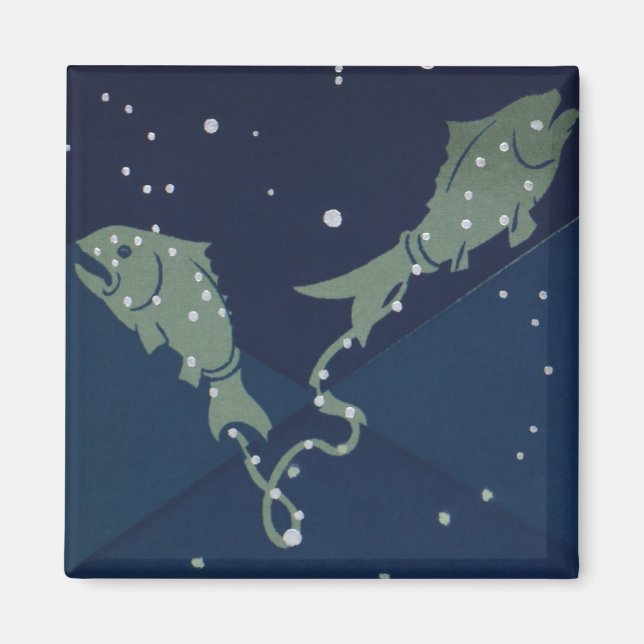 Pisces Fish Constellation Vintage Zodiac Astrology Magnet (Front)