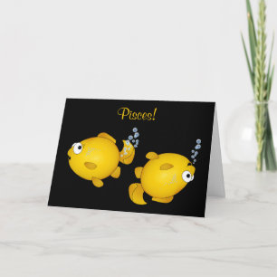 Pisces fish happy birthday cartoon card