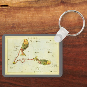Pisces Fish, Vintage Constellation Urania's Mirror Key Ring