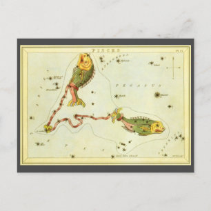 Pisces Fish, Vintage Constellation Urania's Mirror Postcard