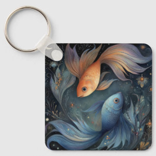 Pisces Fish Zodiac Astrology Mystical Birthday Key Ring