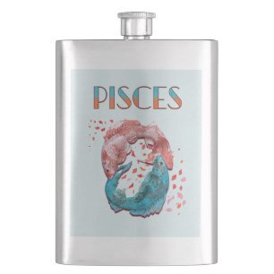 Pisces Fish Zodiac Horoscope Water Astrology Sign Hip Flask