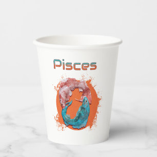Pisces Fish Zodiac Horoscope Water Astrology Sign Paper Cups